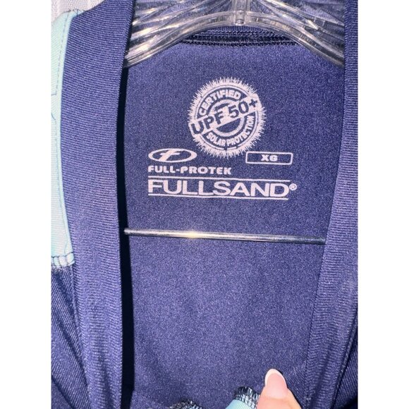 Fullsand Womens UPF 50+ Long Sleeve Swim Shirt Rash Guard XG Navy & Light Blue - Picture 3 of 4
